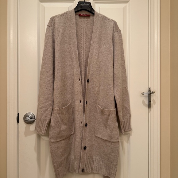 Max Mara Studio Wool & Cashmere Long Cardigan with Matching Belt Small Spring - Picture 6 of 13